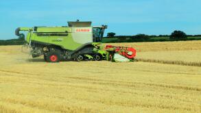 Barley, field, harvest, harvester, machine, combine, Claas Lexion 760, agriculture, crop, agricultural.