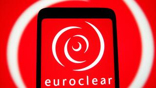 In this photo illustration, Euroclear logo seen displayed on a smartphone screen.
