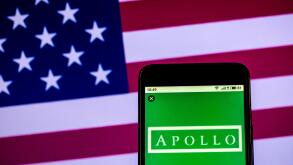 Apollo Global Management Private equity company logo seen displayed on smart phone