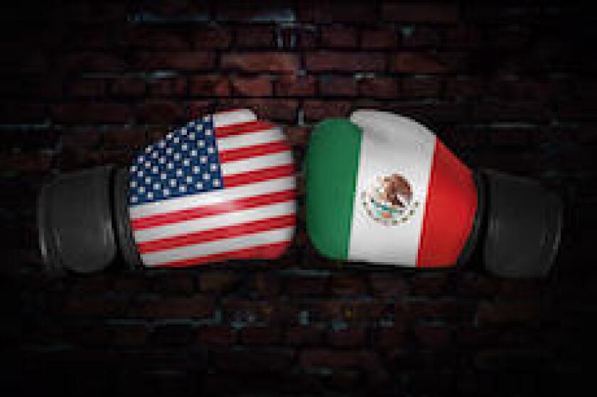 Mexico, USA, trade war, tariffs, boxing, gloves, flags, LatAm