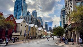 Modern and beautiful architecture of buildings and houses. Semi-detached houses.