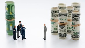 Euros competing against dollars