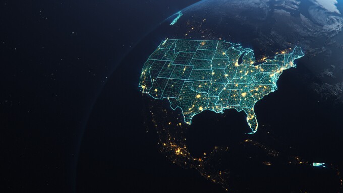 Planet Earth from Space USA, United States highlighted state bor