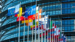 Building of the European Parliament in Strasbourg, Alsace, France,