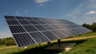 solar panel at the ecotech centre, swaffham, norfolk, england