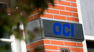 A logo sign outside of the headquarters of OCI N.V. in Amsterdam, Netherlands on October 2, 2015.